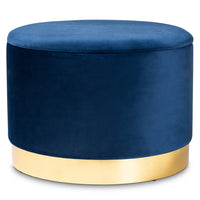 Luxe Velvet Fabric Upholstered Gold Finished Storage Ottoman